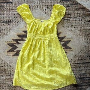 Billabong Sun Dress Women's XS Yellow Polka Dot Peasant Cottage Smocking Boho